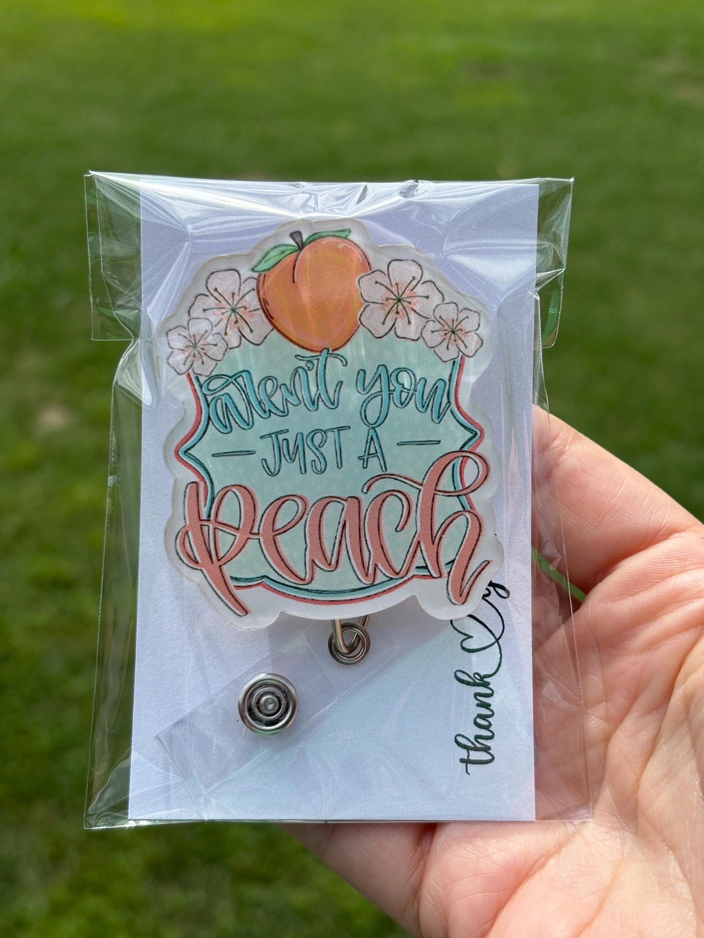 ID Holder/Badge Reel/Popsocket - Just a Peach