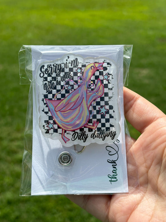 ID Holder/Badge Reel/Popsocket - Sorry I’m Late
