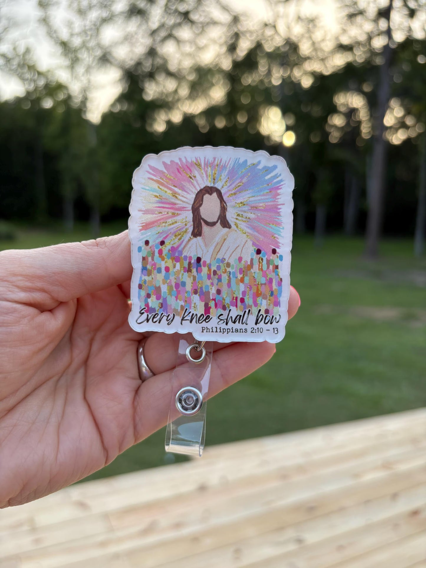 ID Holder/Badge Reel/Popsocket - Every Knee Shall Bow