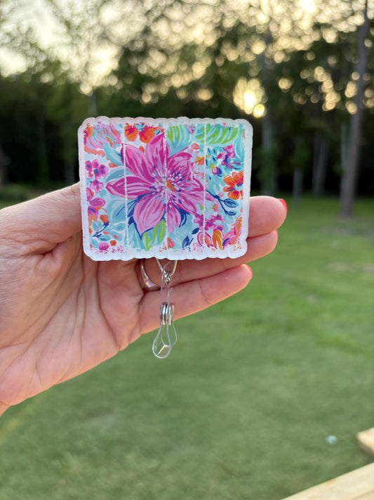 ID Holder/Badge Reel/Popsocket - Tropical Floral