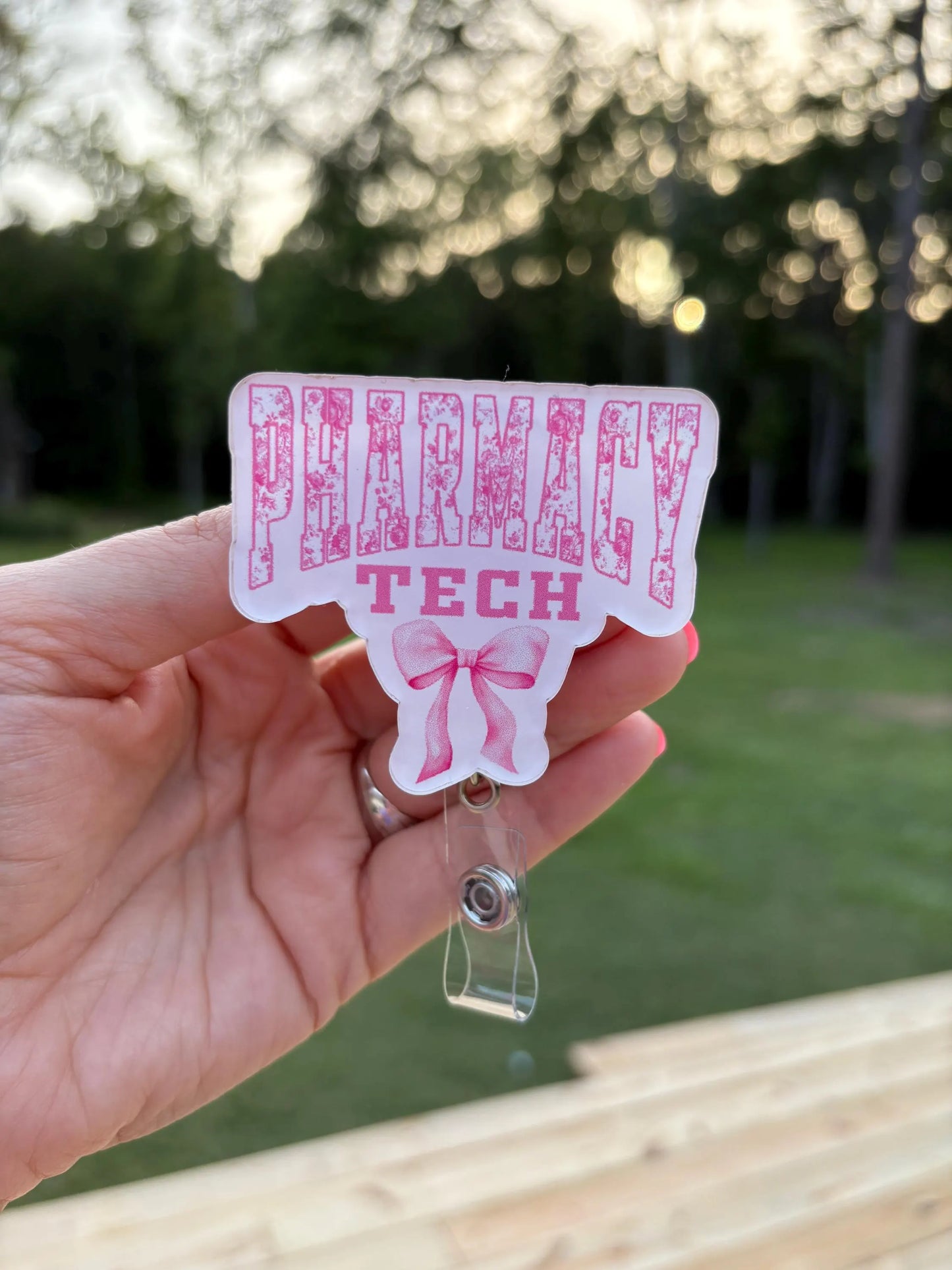 ID Holder/Badge Reel/Popsocket - Pharmacy Tec Bow