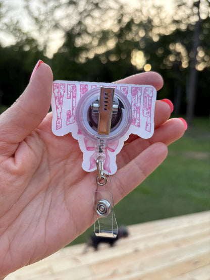 ID Holder/Badge Reel/Popsocket - Pharmacy Tec Bow