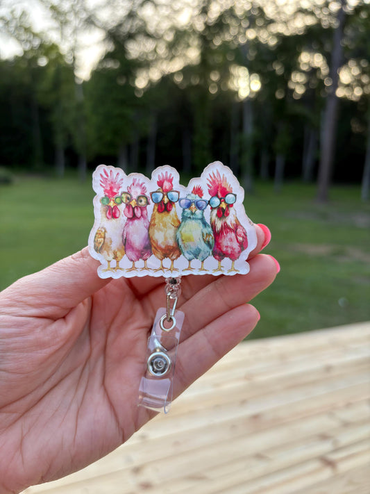 ID Holder/Badge Reel/Popsocket - Chickens