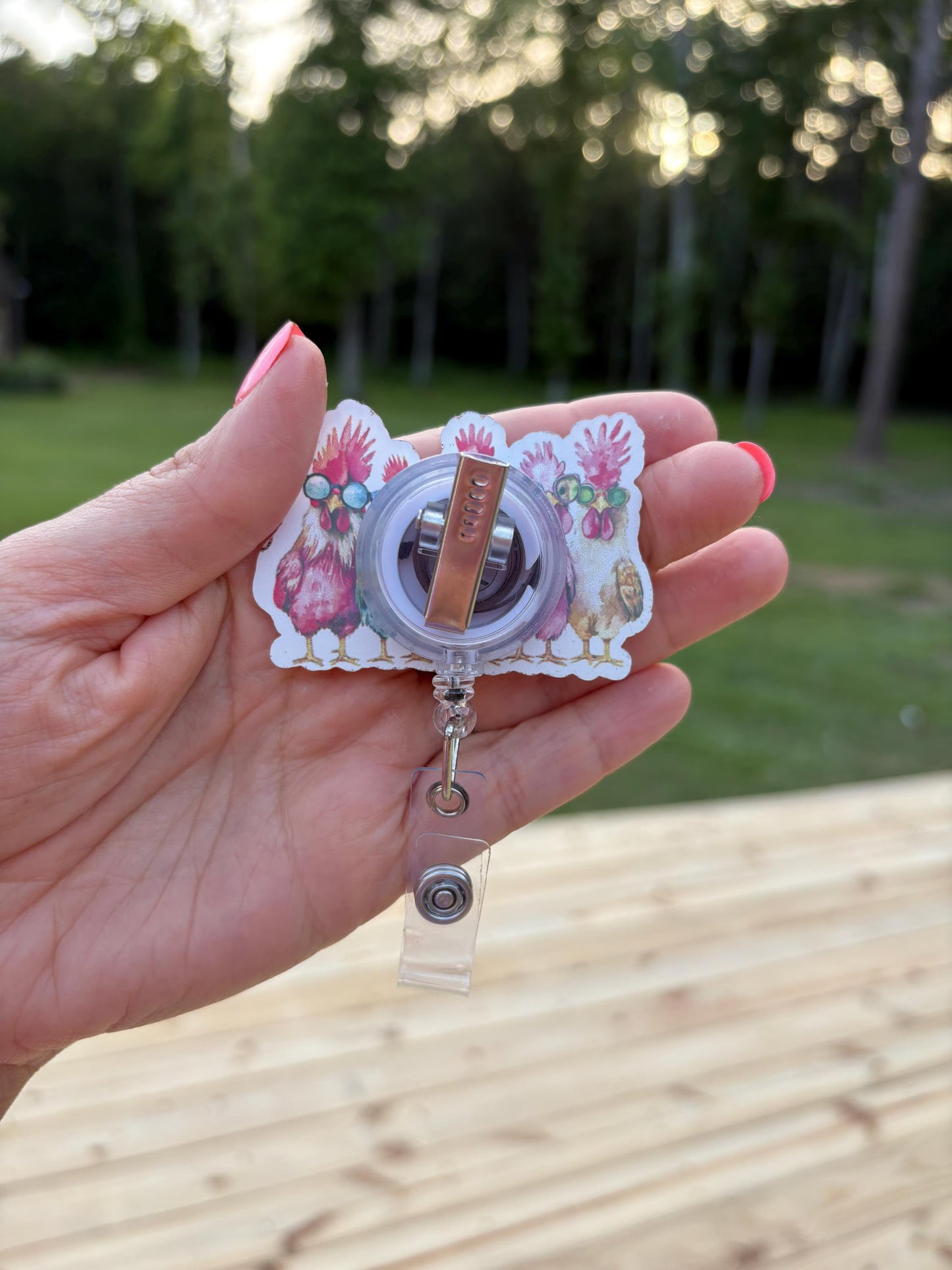 ID Holder/Badge Reel/Popsocket - Chickens