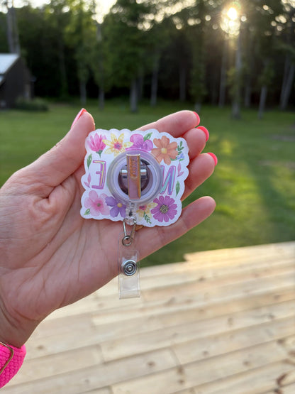ID Holder/Badge Reel/Popsocket - Floral Nurse