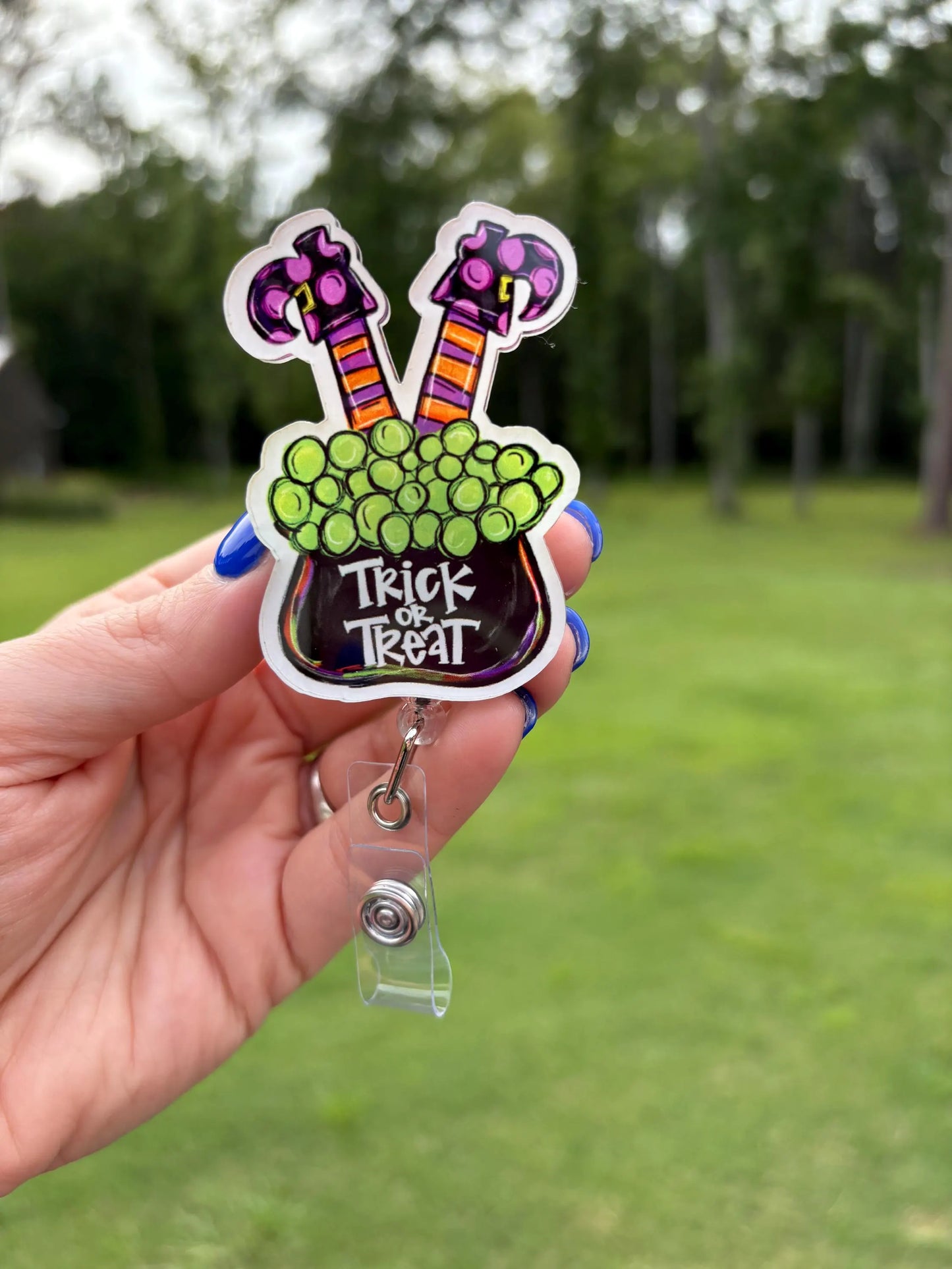 ID Holder/Badge Reel/Popsocket - Witch Legs Cauldron