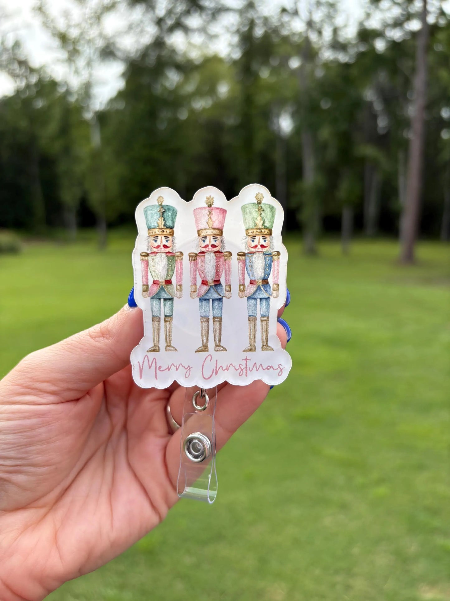 ID Holder/Badge Reel/Popsocket - Pastel Nutcracker Trio