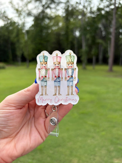 ID Holder/Badge Reel/Popsocket - Pastel Nutcracker Trio