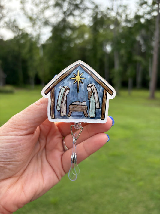 ID Holder/Badge Reel/Popsocket - Nativity Manger