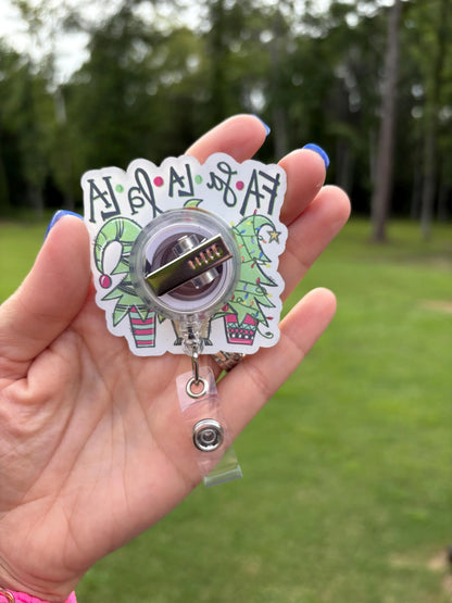 ID Holder/Badge Reel/Popsocket - Fa La La Christmas Trees