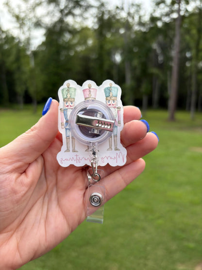 ID Holder/Badge Reel/Popsocket - Pastel Nutcracker Trio