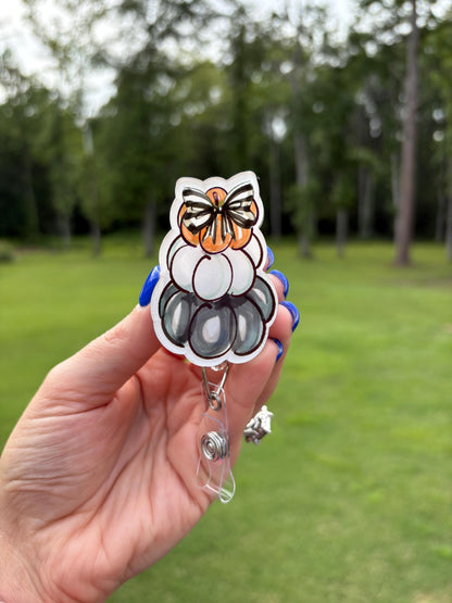 ID Holder/Badge Reel/Popsocket - Stacked Pumpkin Trio