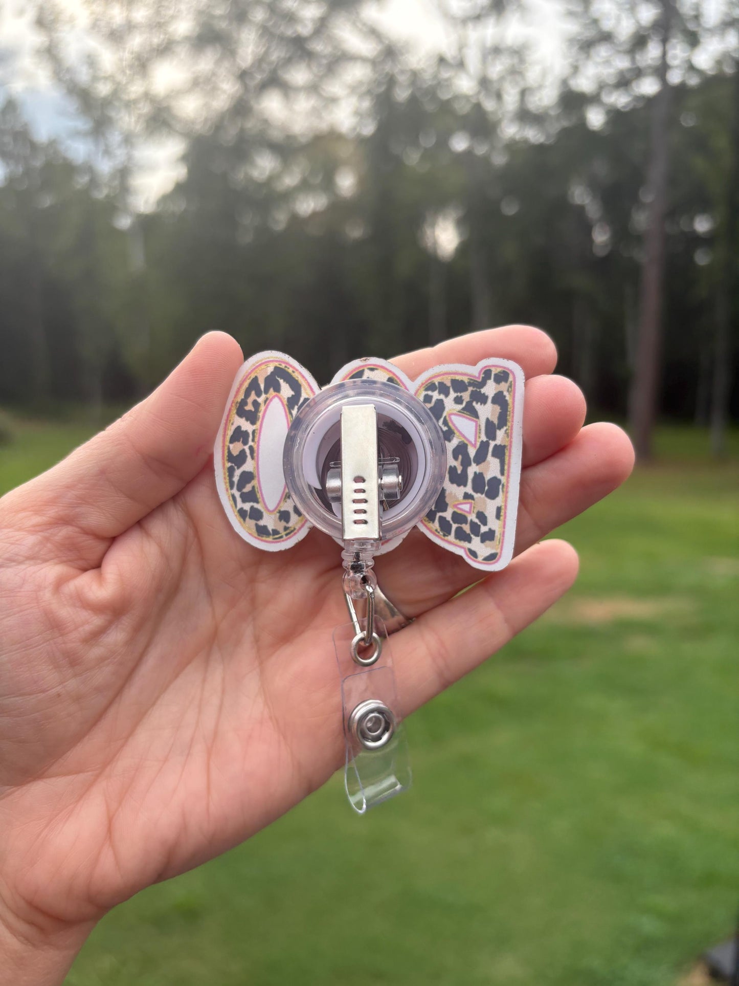 ID Holder/Badge Reel/Popsocket - Leopard Boo