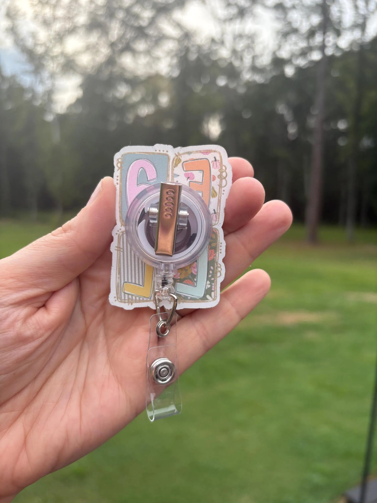ID Holder/Badge Reel/Popsocket - Fall Blocks