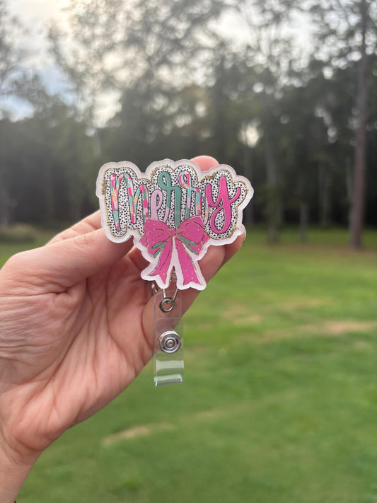 ID Holder/Badge Reel/Popsocket - Merry w/ Bow