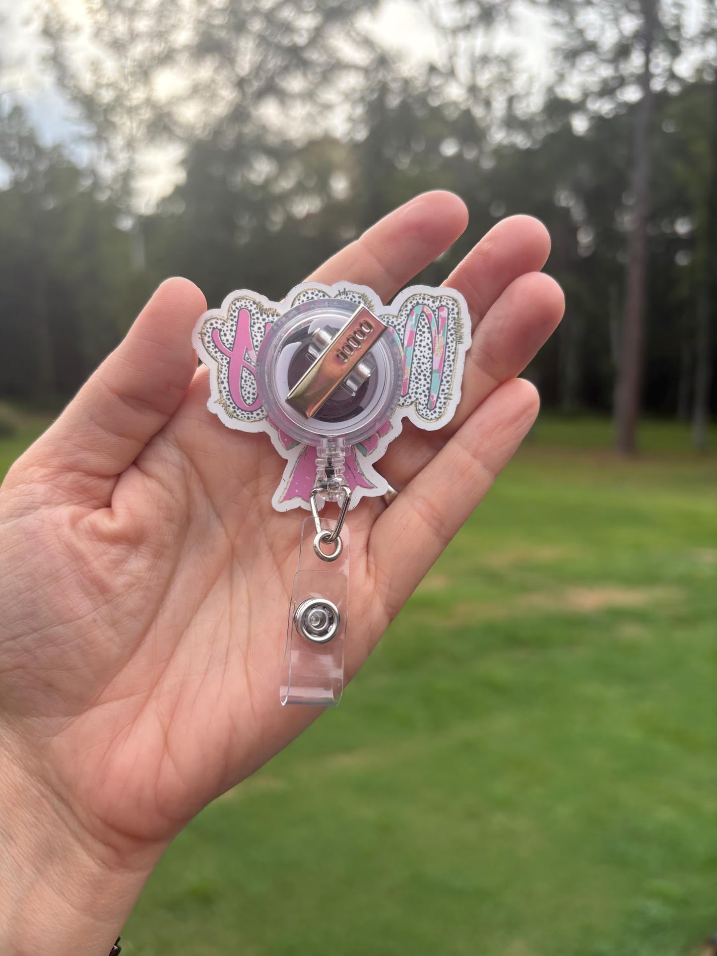 ID Holder/Badge Reel/Popsocket - Merry w/ Bow