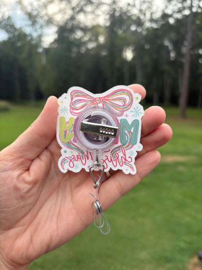 ID Holder/Badge Reel/Popsocket - Merry Christmas w/ Bow & Tree