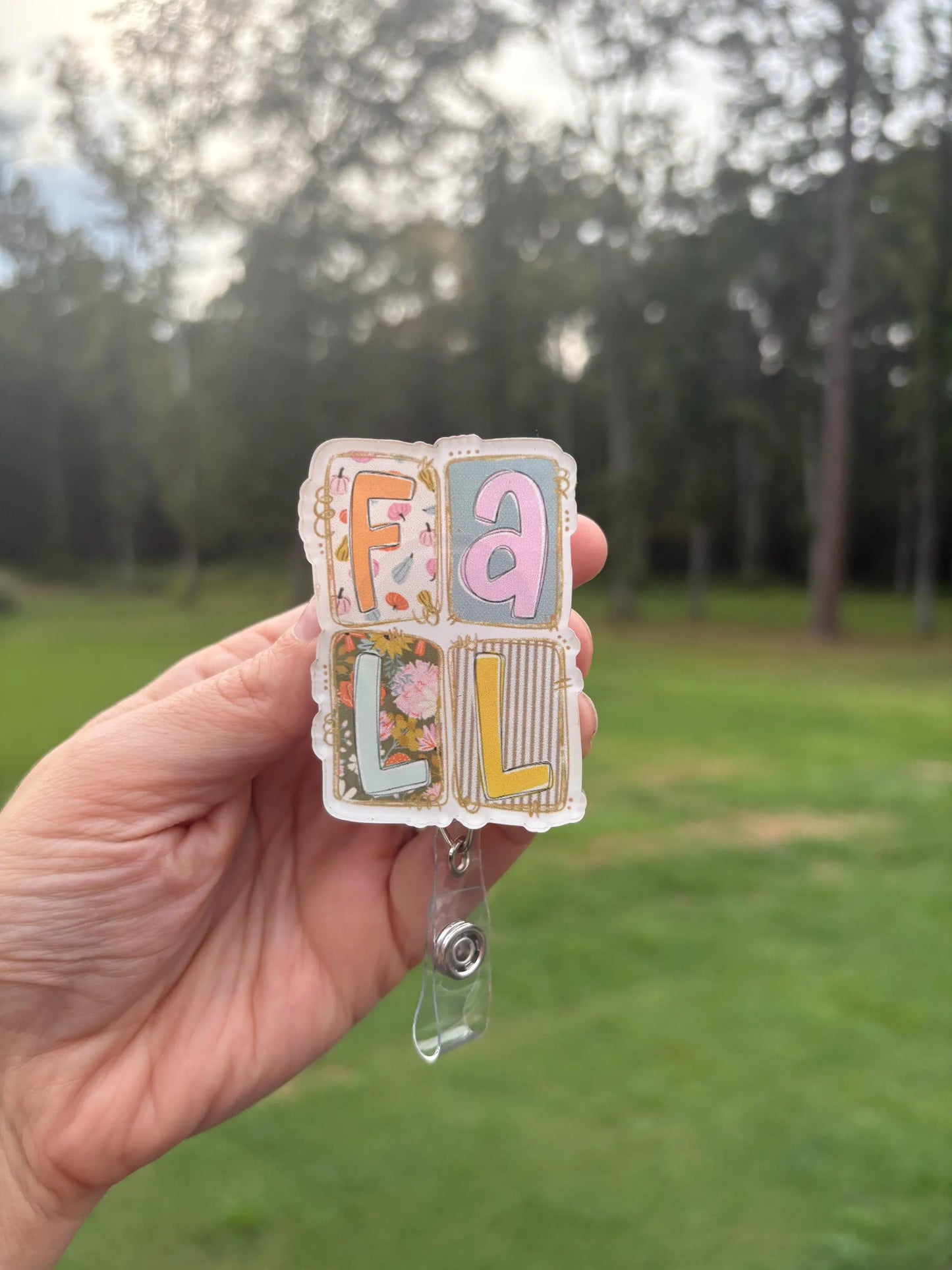 ID Holder/Badge Reel/Popsocket - Fall Blocks
