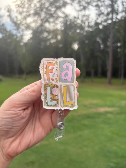 ID Holder/Badge Reel/Popsocket - Fall Blocks