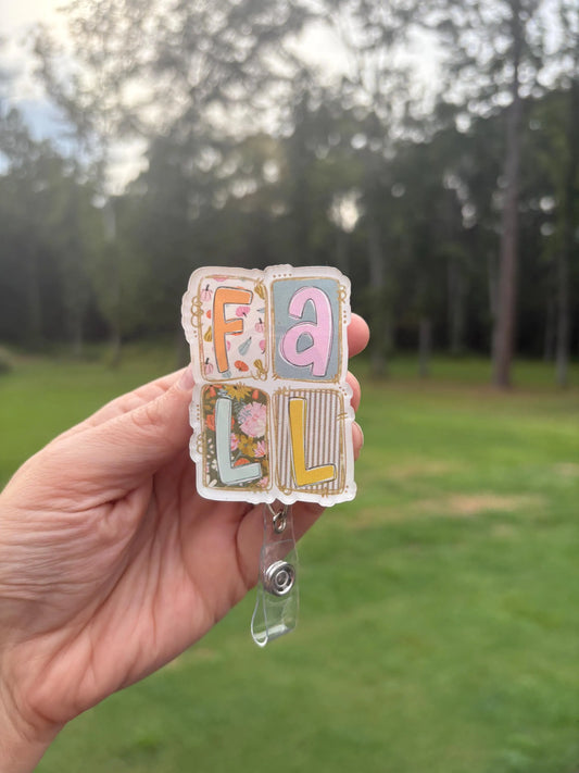 ID Holder/Badge Reel/Popsocket - Fall Blocks