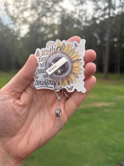 ID Holder/Badge Reel/Popsocket - Sunflower