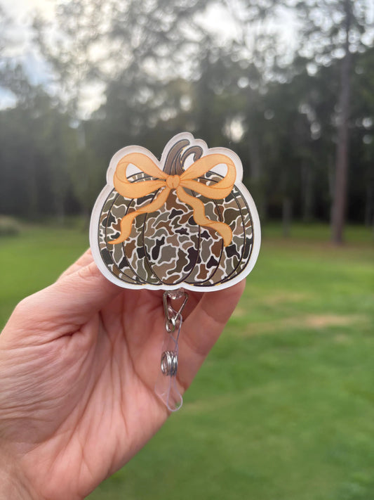 ID Holder/Badge Reel/Popsocket - Camouflage Pumpkin