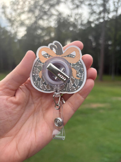 ID Holder/Badge Reel/Popsocket - Camouflage Pumpkin