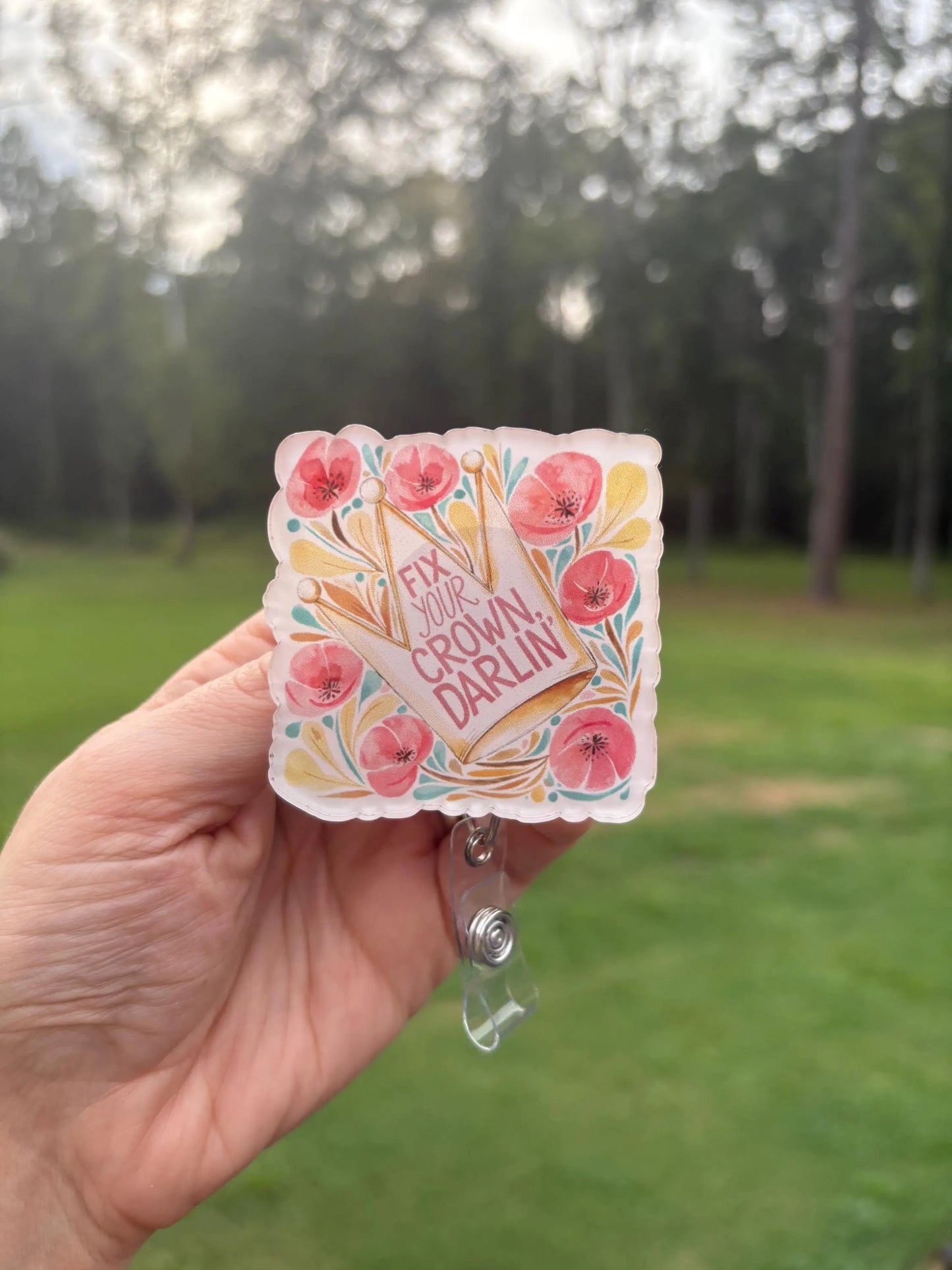 ID Holder/Badge Reel/Popsocket - Fix Your Crown Darlin’