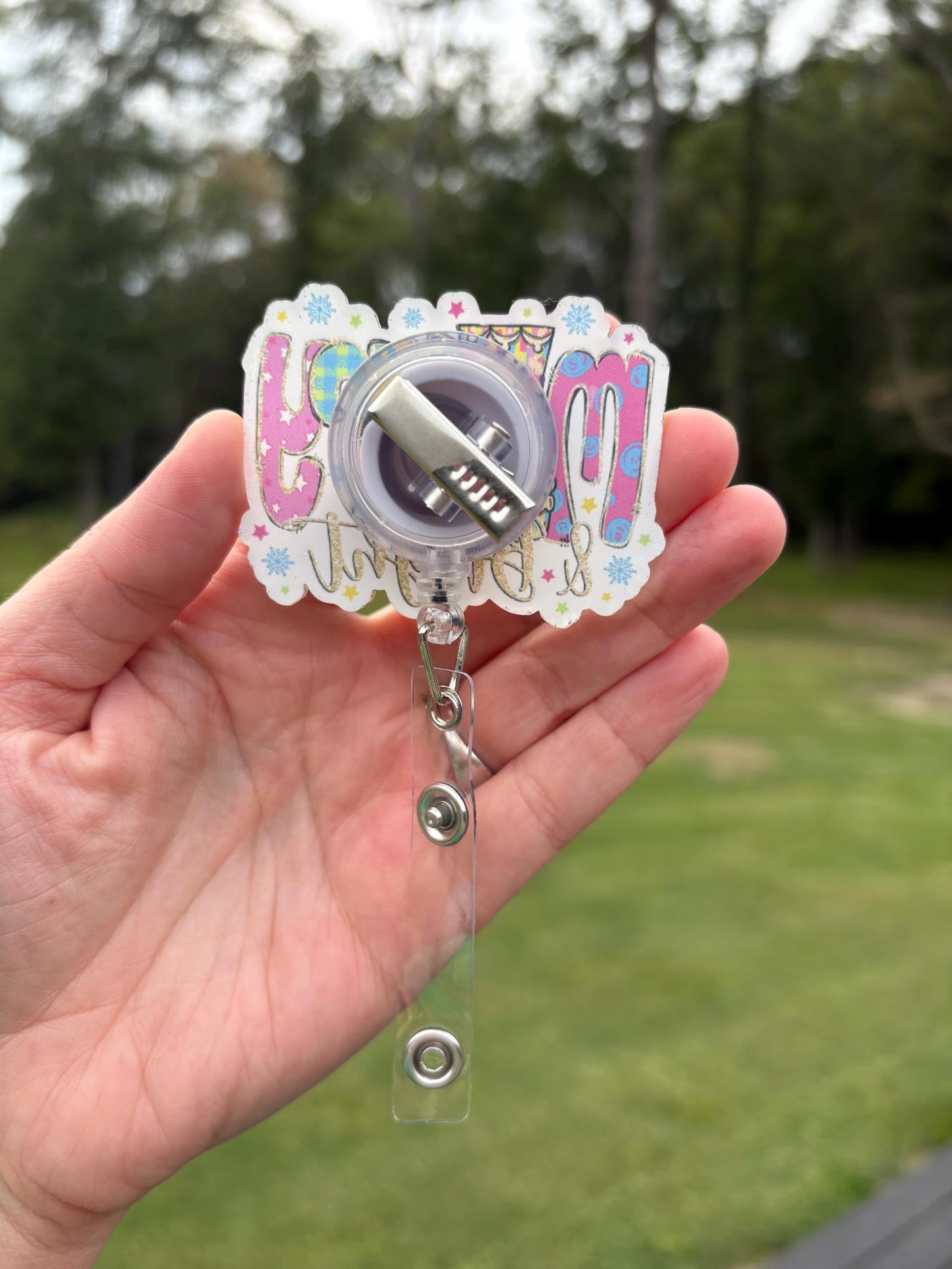 ID Holder/Badge Reel/Popsocket - Merry & Bright Nutcracker