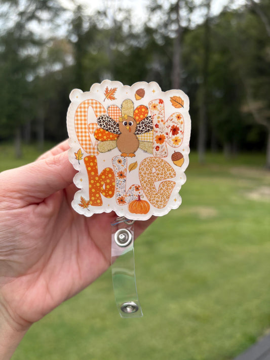 ID Holder/Badge Reel/Popsocket - Thanksgiving Turkey