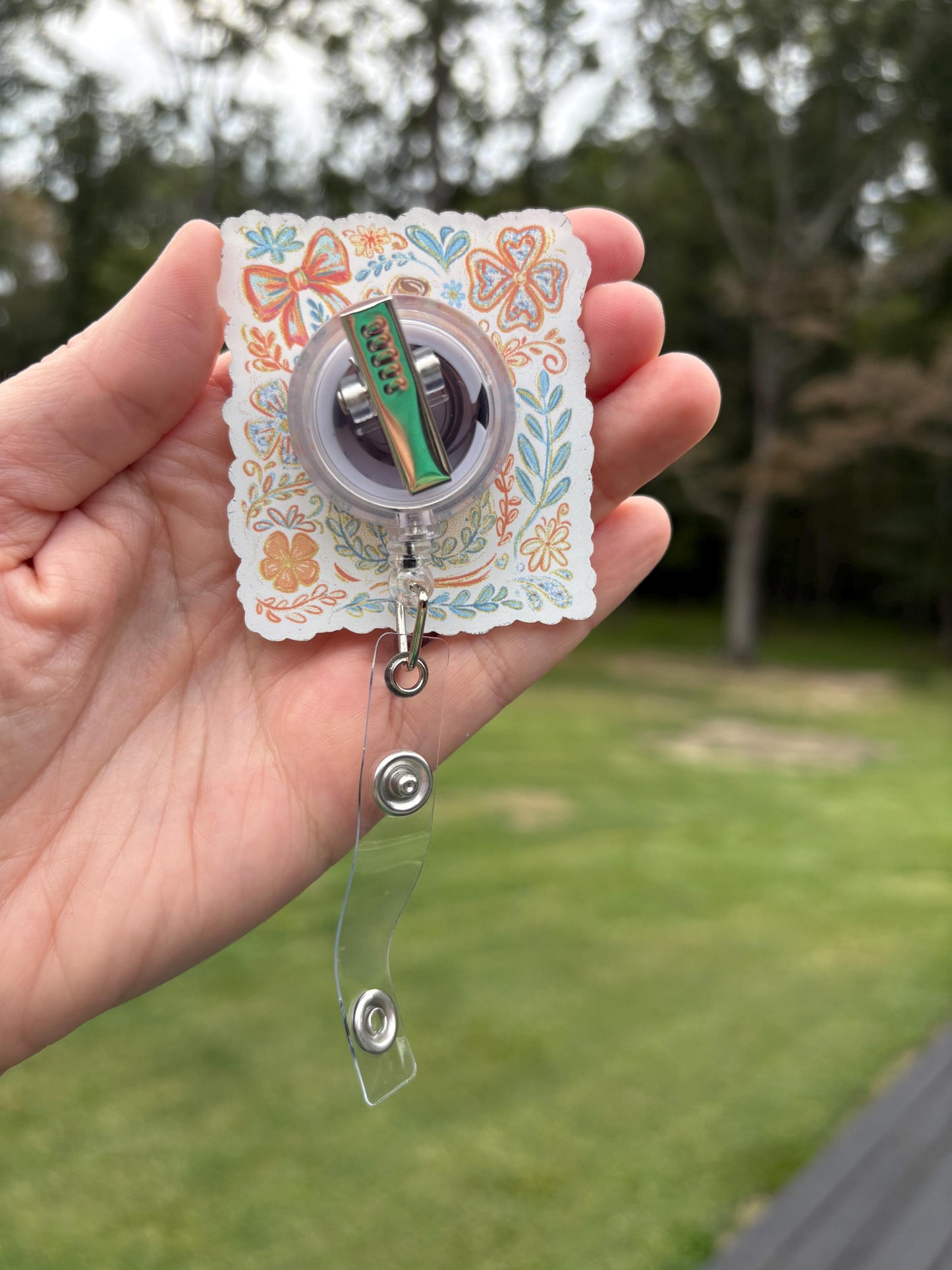 ID Holder/Badge Reel/Popsocket - Stacked Floral Pumpkins