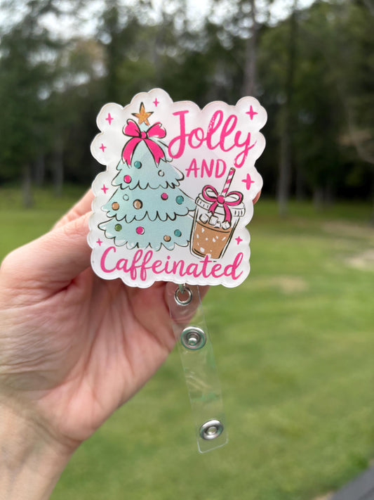 ID Holder/Badge Reel/Popsocket - Jolly and Caffeinated