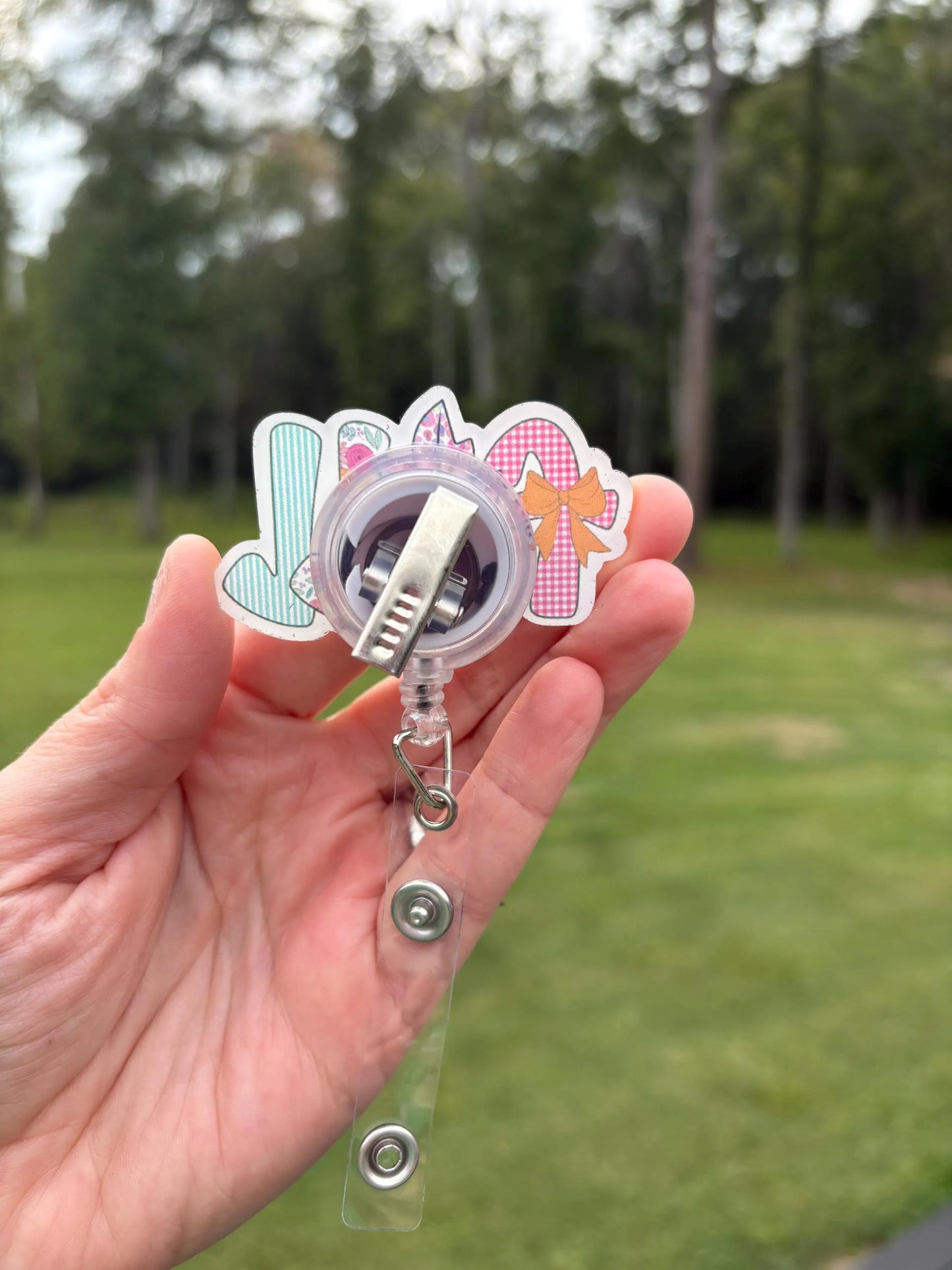 ID Holder/Badge Reel/Popsocket - Pastel Fall with Leaf
