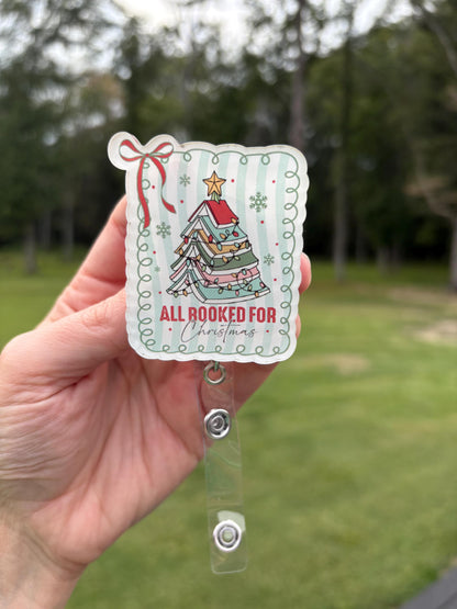 ID Holder/Badge Reel/Popsocket - Christmas Book Lover