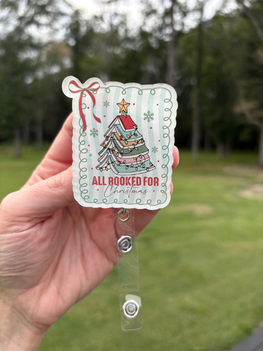 ID Holder/Badge Reel/Popsocket - Christmas Book Lover