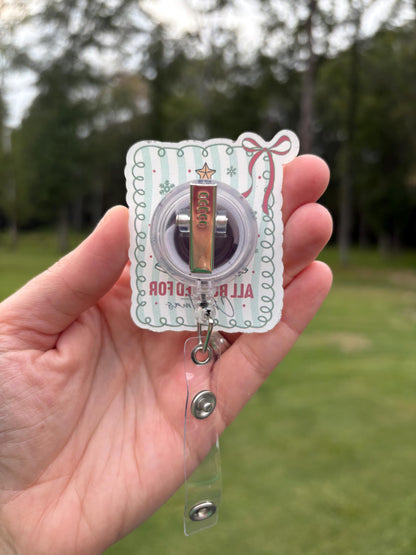 ID Holder/Badge Reel/Popsocket - Christmas Book Lover