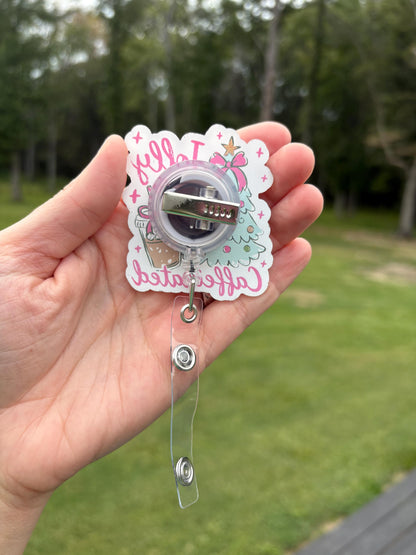ID Holder/Badge Reel/Popsocket - Jolly and Caffeinated
