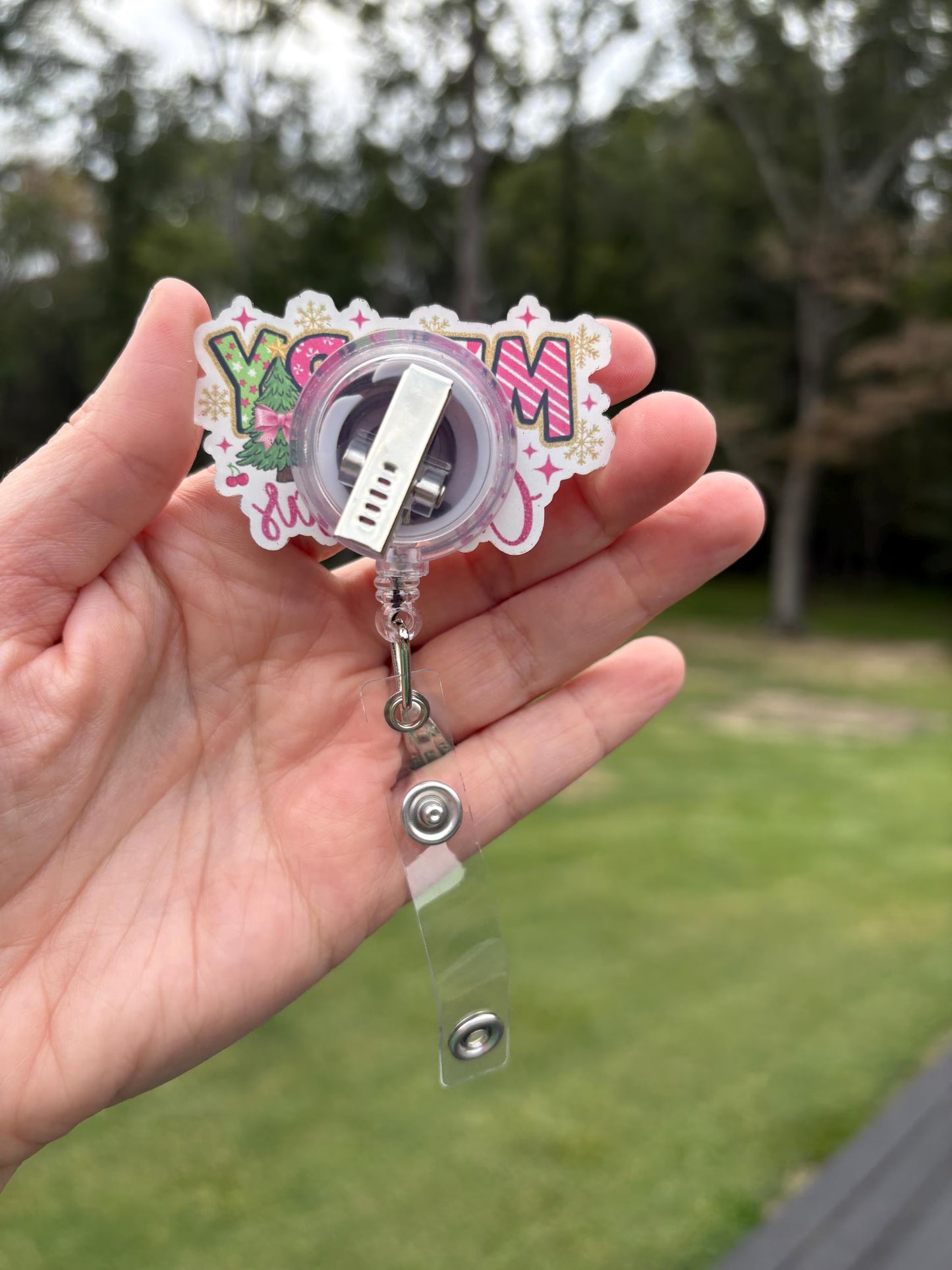 ID Holder/Badge Reel/Popsocket - Merry Christmas w/ Candy Cane