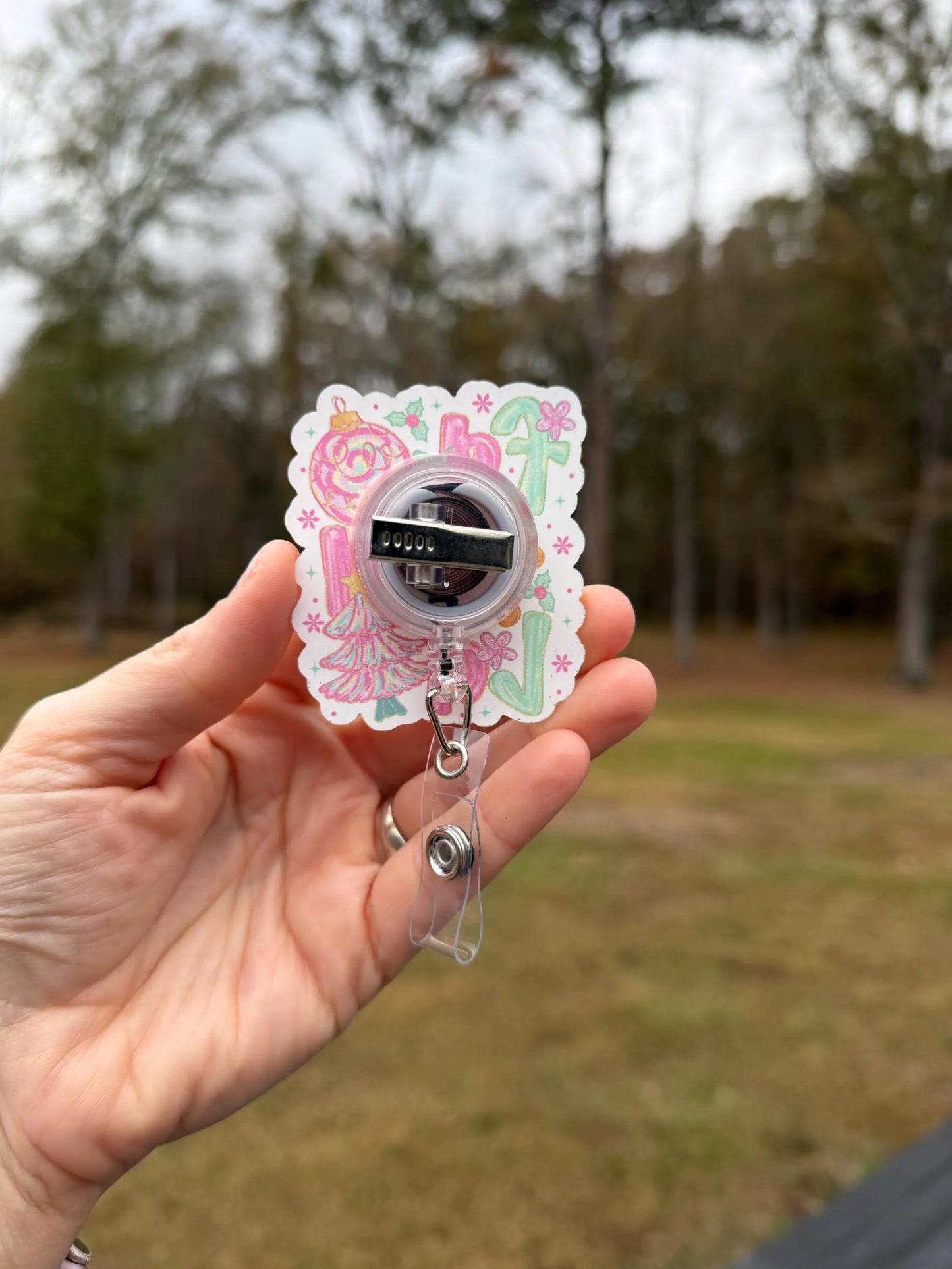 ID Holder/Badge Reel/Popsocket - Fa La La La Gingerbread