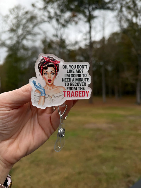 ID Holder/Badge Reel/Popsocket - Recover From This Tragedy Retro Housewife