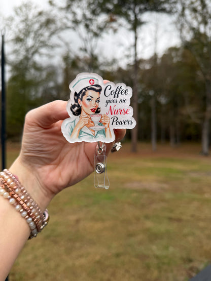ID Holder/Badge Reel/Popsocket - Nurse Powers Retro Humor
