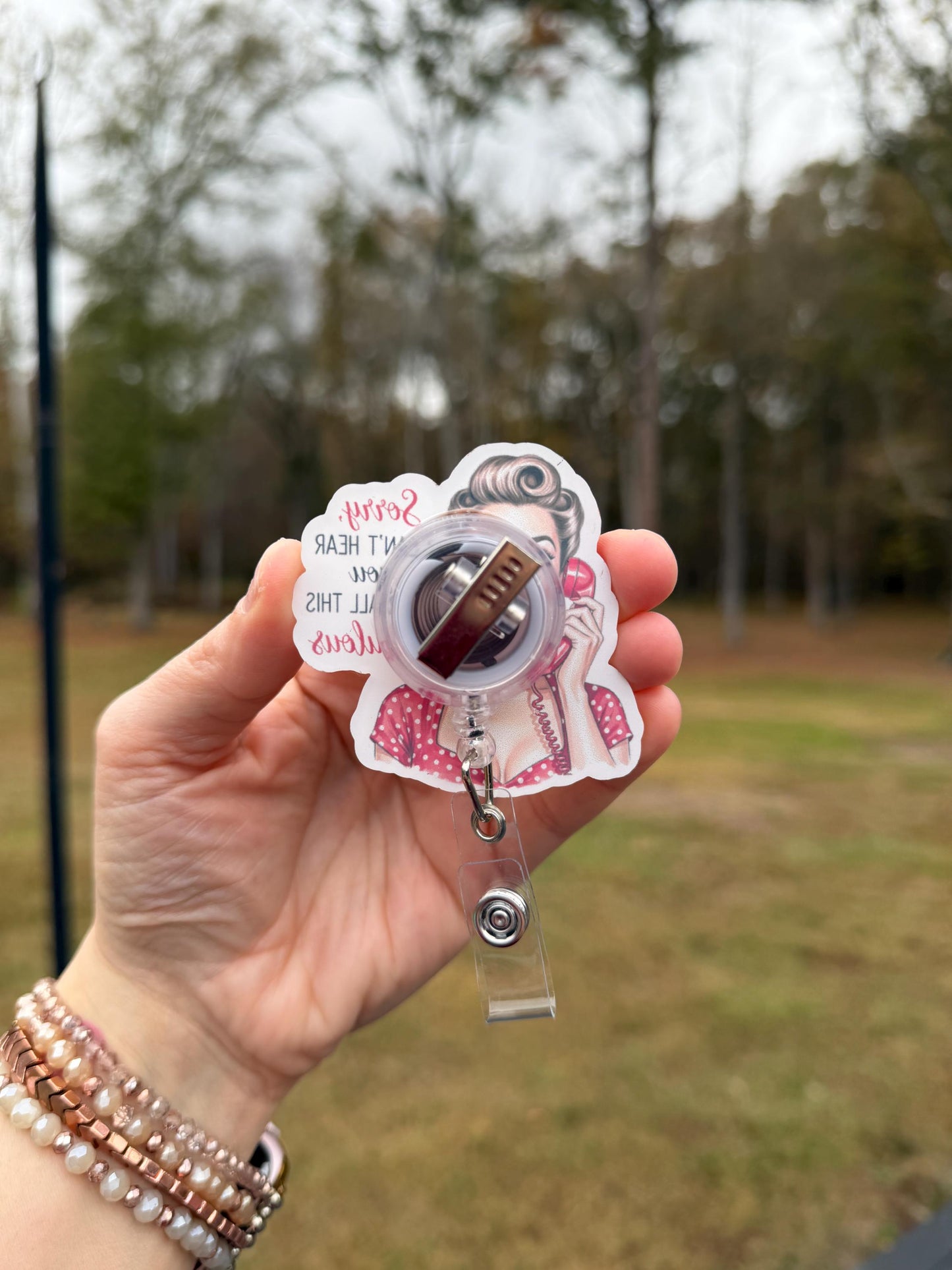 ID Holder/Badge Reel/Popsocket - Sorry I Can't Hear You