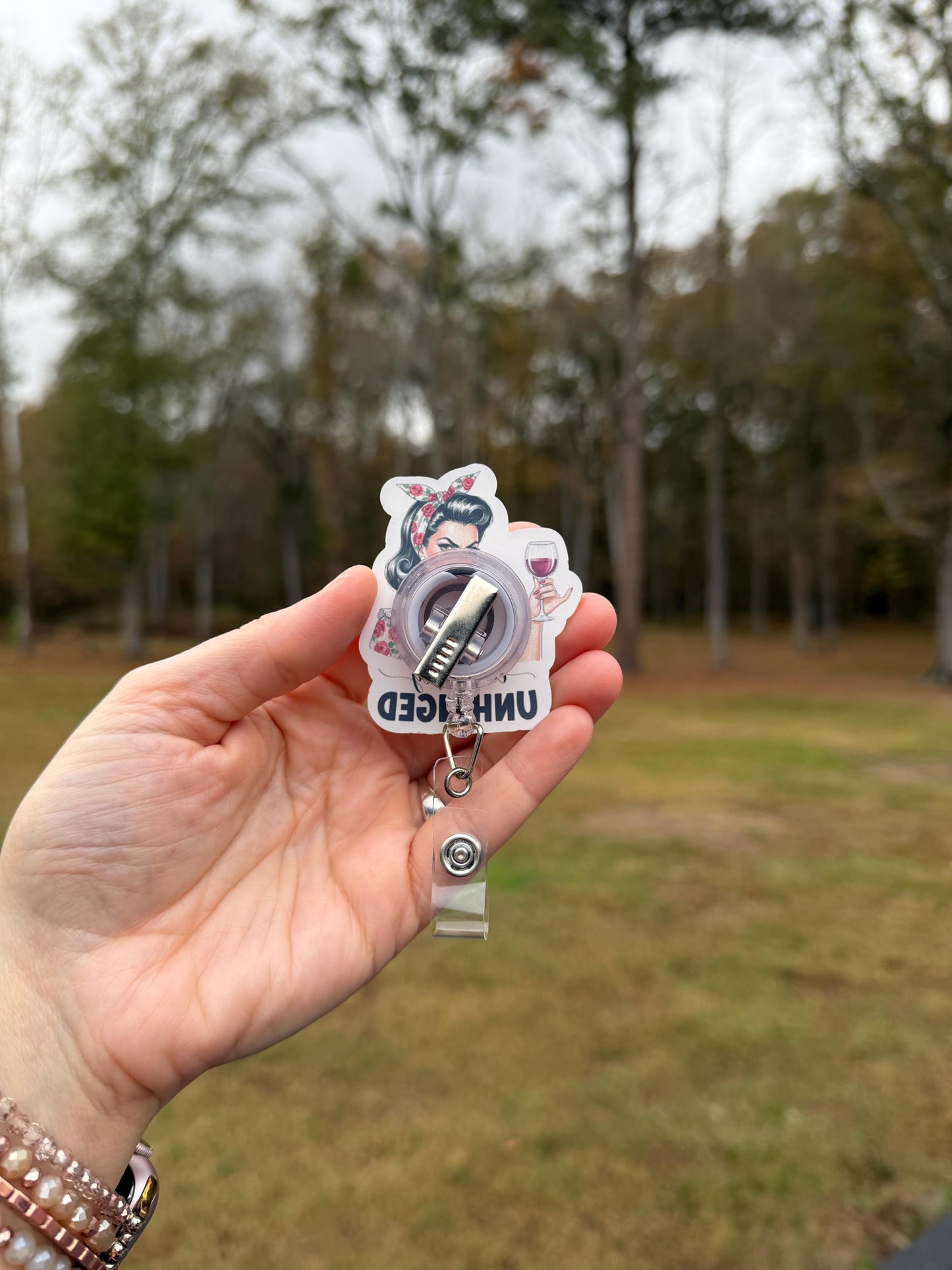 ID Holder/Badge Reel/Popsocket - Completely Unhinged Retro Housewife Humor