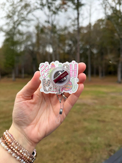 ID Holder/Badge Reel/Popsocket - Holly Jolly Leopard Print