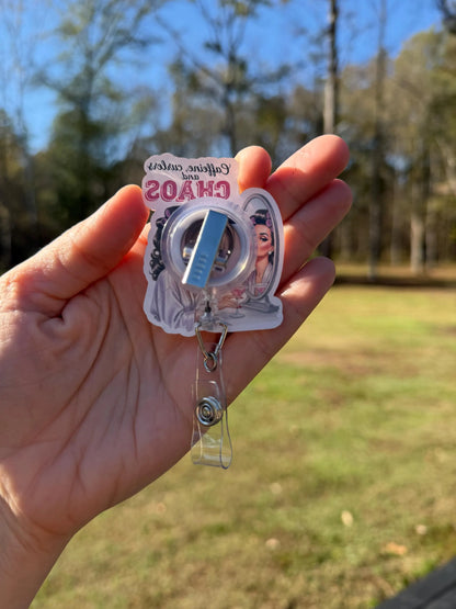 ID Holder/Badge Reel/Popsocket - Chaos and Curlers