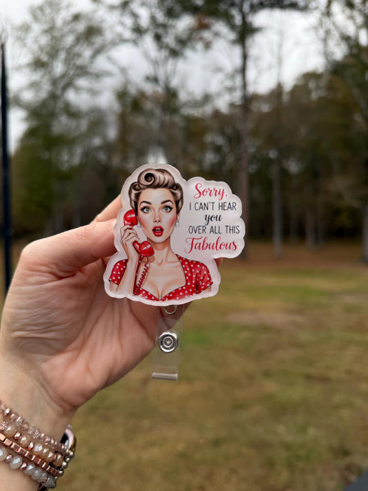ID Holder/Badge Reel/Popsocket - Sorry I Can't Hear You