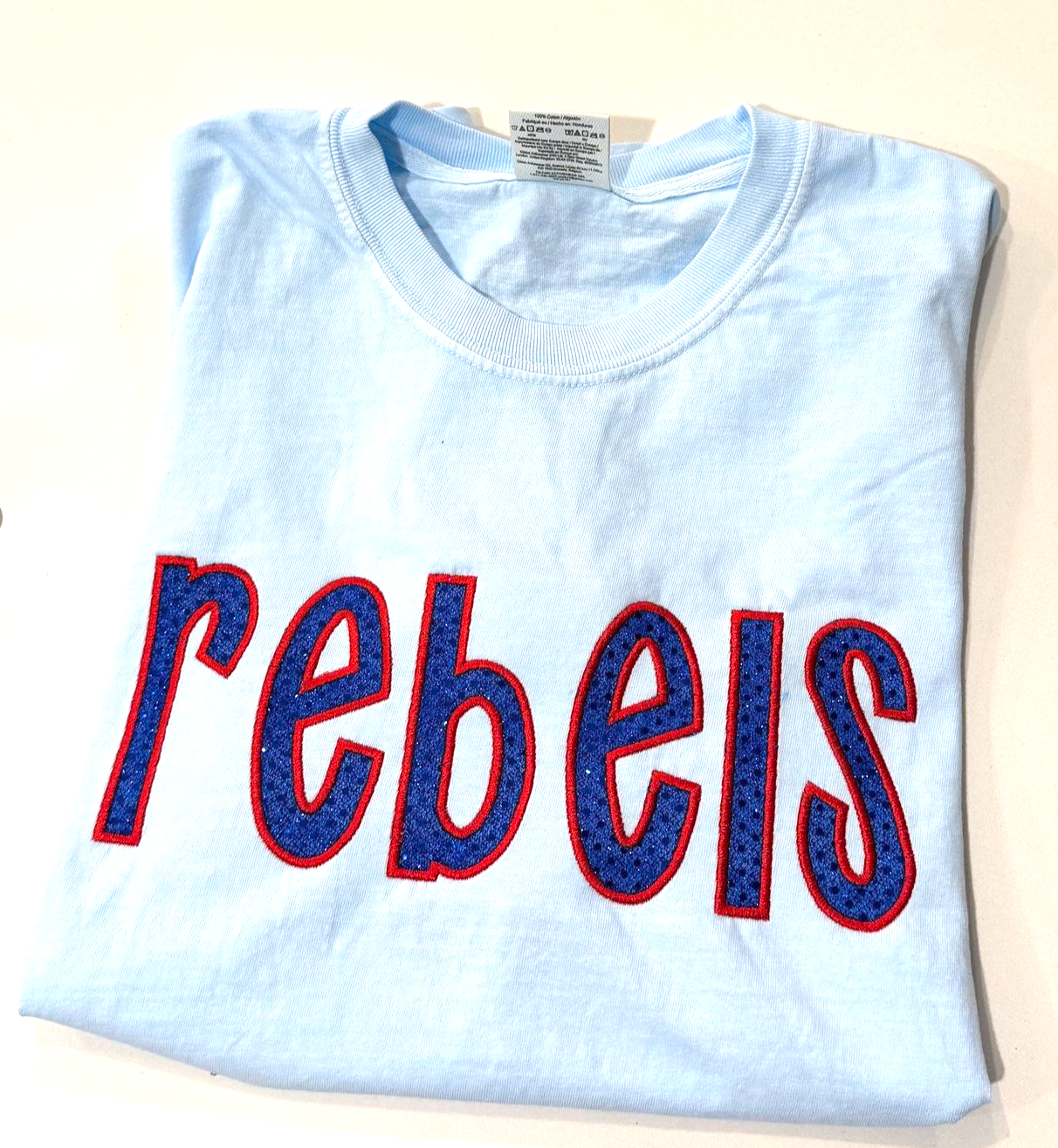 Rebels Applique Embroidered Comfort Color T Shirt